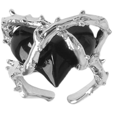 Black Heart-Thorn Cold-Style Open Ring