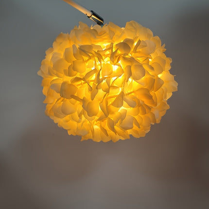 Fabric Three-Dimensional Flower Lampshade Made of Artificial Materials with Everlasting Flowers.