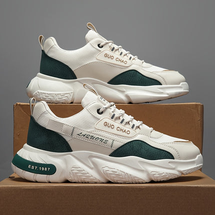 1 Pair MAINALUN Men's Low-Top Sneakers - All-Season White Outdoor & Casual Shoes
