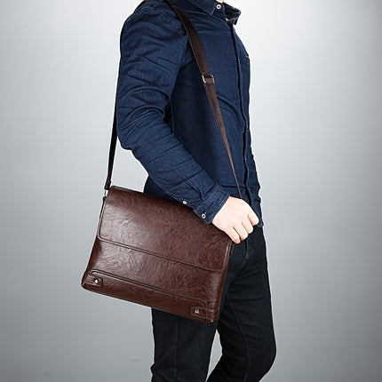 New Style Shoulder Bag, Casual Vintage Horizontal Briefcase, Large Capacity Crossbody Bag,