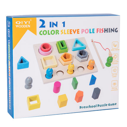 Wooden Colorful Shape Four Or Five Sets Of Columns Early Education Puzzle