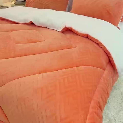 1pc Contemporary Quilted Comforter, Medium Weight Polyester 100% with Microfiber Filling,