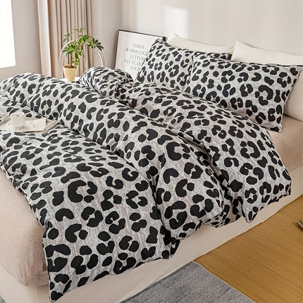3pcs Leopard Print Duvet Cover Set - & Animal Print, Zipper Closure, Machine Washable