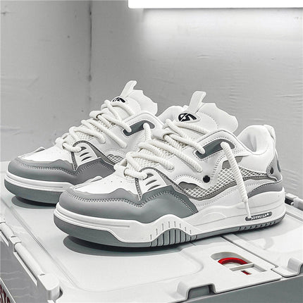 Men'S Fashionable and Versatile Casual Flat Sports Shoes Microfiber Upper, PVC Sole, Lace Closure,