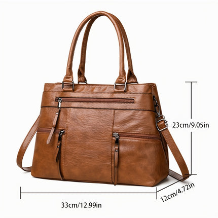 Women's Satchel Handbag with Pompom Ball Charms