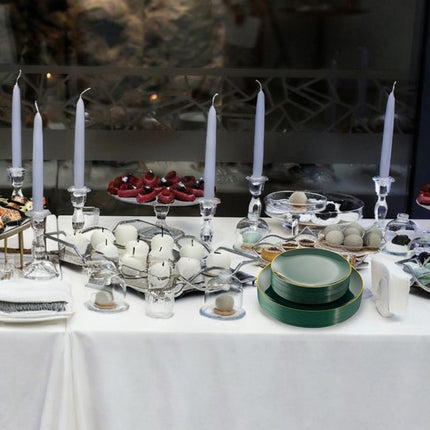 Green Dinnerware Set, 50-Piece Set, Party Accessory Kit, Perfect for Gatherings, Weddings, and Christmas