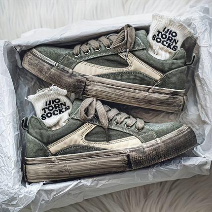 [sneakers] 2024 Autumn And Winter New Vintage Distressed Canvas Shoes for Men, Skate Shoes