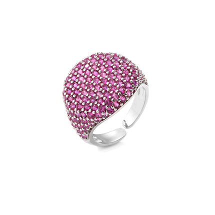 Full-diamond Round Open Geometric Zircon Ring