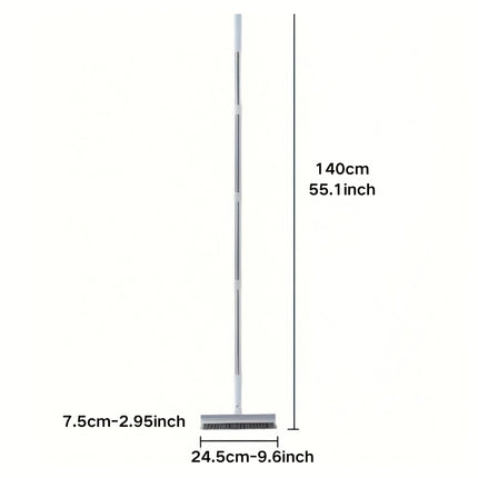 2-in-1 Heavy-Duty Floor Scrub Brush with Long Handle Stiff Bristle Scrubber & Scraper for Bathroom