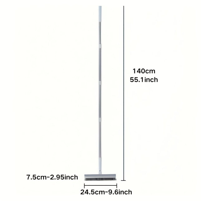 2-in-1 Heavy-Duty Floor Scrub Brush with Long Handle Stiff Bristle Scrubber & Scraper for Bathroom