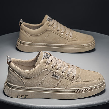 Men's Anti-Odor Anti-Slip Breathable -like Upper & Rubber Sole Work Shoes - Beige Low-Top Sneakers with Arch,