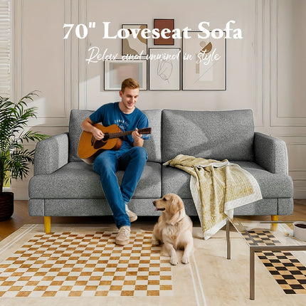 70" Wide Cozy Love Seat Sofa Ideal for Relaxing in Living Room, Bedroom, or Studio, Small Space