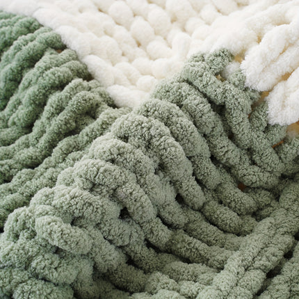 50"x60" Chunky Throw Blanket - Thick & Soft Chenille Yarn Oversized Green