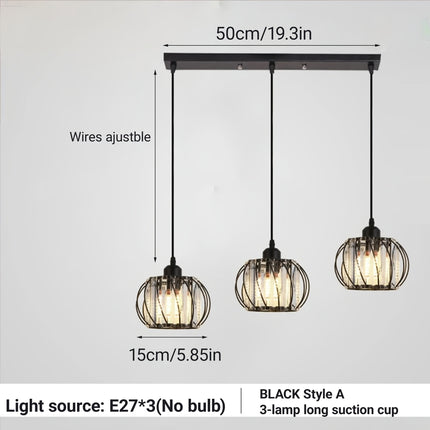 Three-Headed Creative And Unique Pendant Light, Crystal Hanging Lamp with E27 Socket