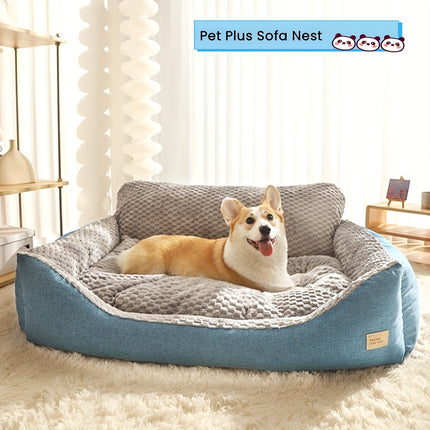Extra-Large Luxury Plush Pet Sofa Bed - Thick, Warm with High Backrest for Cats & Dogs, Easy Clean, All-Season Comfort