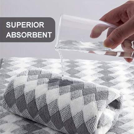 8 Piece Microfiber Towel Set, 4 Towels 2 Hand Towels 2 Bath Towels, Plaid Pattern Towel,