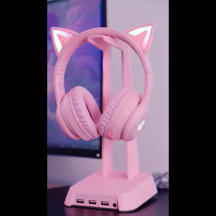 Gaming Headset with Cat Ears, Bluetooth, Noise Cancelling, High-Quality Sound, Cute Design