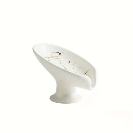 1pc ceramic self-draining soap rack Marble exterior Leaf-shaped soap dish Bathroom