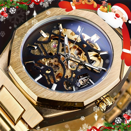 Fashion Men's Luxury Automatic Mechanical Watch - Stainless Steel Black Dial, Alloy Case, Alloy Dial,
