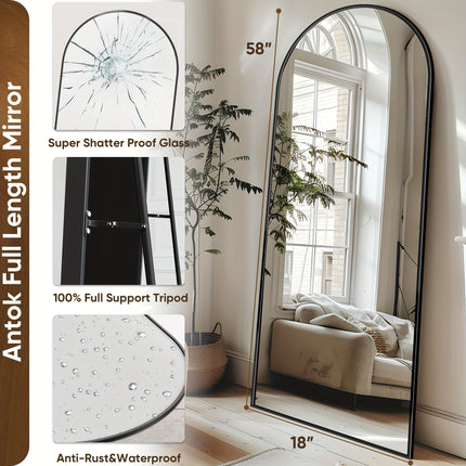 58"x19" Full-Length Mirror Arch Floor Stand - Freestanding, Vertical Orientation