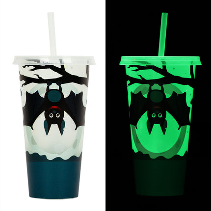 720ml Plastic Sippy Cup Halloween Luminous Straw Cup
