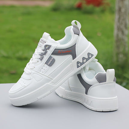 Men's Versatile White Sneakers with Blue Accents - Breathable