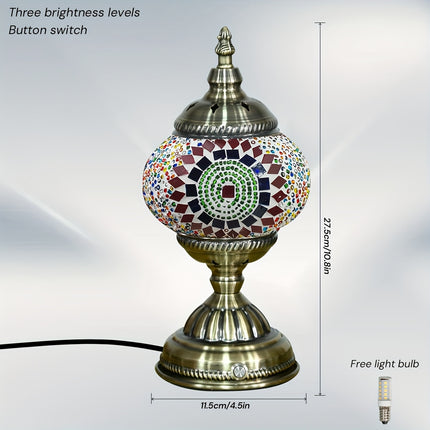 1pc Turkish-Moroccan Mosaic Usb-Powered Table Lamp - Bohemian Stained Glass Nightlight