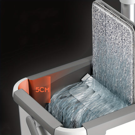 Mop And Bucket with Wringer Set, White Flat Squeeze Mop Bucket Set for Floor Cleaning, Wet Dry Mop for Wall Cleaner with Long Handle, Hardwood Floor Mop with 3 Microfiber Cloths