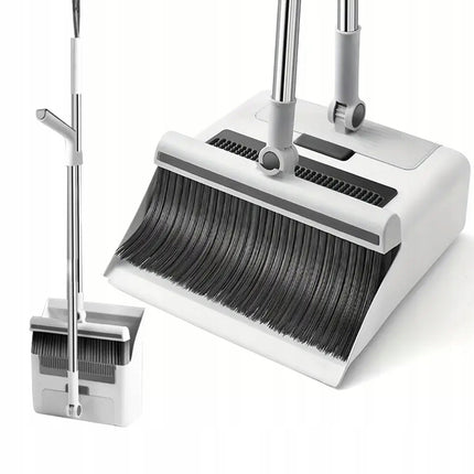 Three-Piece Broom and Dustpan Set with Upright Storage System for No-Stoop Cleaning, Broom Sweeping Set,