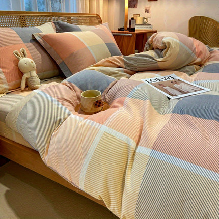 3pcs Geometric Pattern Quilted Bedding Set, Warm and Comfortable, All-Season Use