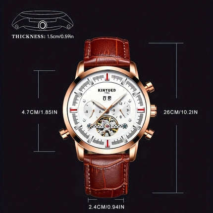 Men'S Casual Fashion Waterproof Watch, Luxury Large Dial Multifunctional Automatic Mechanical Watch