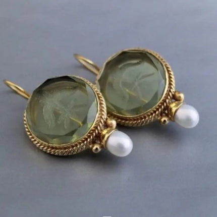 Inlaid Pearl Vintage Style Earrings
