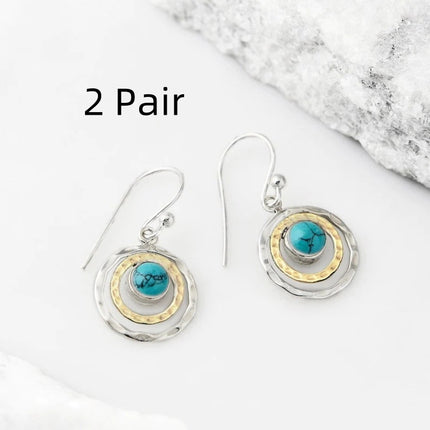 New Fashion Retro Toroidal Three-Dimensional Hollow Emerald Earrings