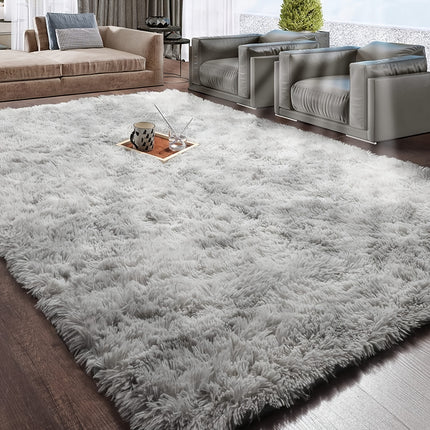 A 0.6MM High-Density Rebound Sponge Material, One Gray Tie-Dye Fluffy Soft Living Room Carpet,