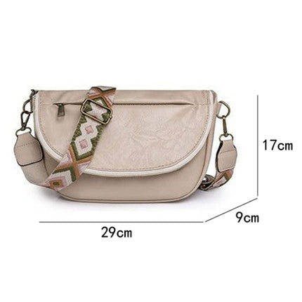 Dark Grey Wide Strap PU Leather Crossbody Bag