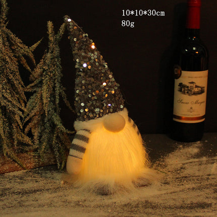 Christmas Decoration Sequins With Lights Rudolph Doll Ornaments