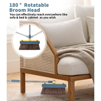 Broom and Dustpan Set with Long Handle, 180 Degree Rotatable Sweeper and Dustpan Combo