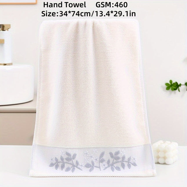3-Pack Luxurious Cotton Hand Towels, 34.04 x 73.91 cm, 460 GSM, Modern Leaf Pattern