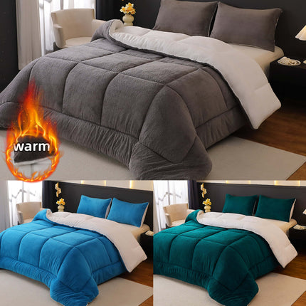 1pc Ultra-Soft Reverse Winter Quilt - Thickened Plush Milk Fleece All-Season Comforter