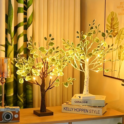 1pc of Green Birch Tree Light, 60.96 cm Tall with 24 LED Lights, Battery-Operated Artificial Tree Lamp