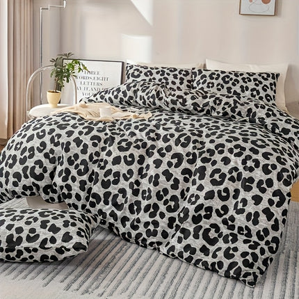 3pcs Leopard Print Duvet Cover Set - & Animal Print, Zipper Closure, Machine Washable