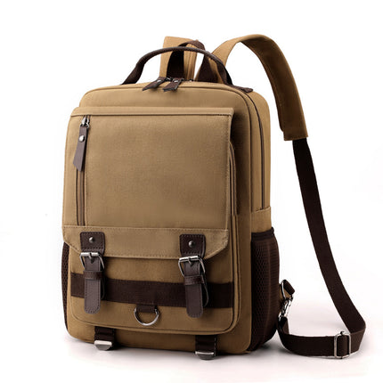 Men'S Backpack  New Washed Canvas, Dual Shoulder Straps, Multifunctional Retro Laptop Backpack,