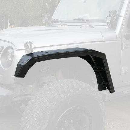 Rear Fender Flares Compatible with 2007-2018 Jeep Wrangler JK 4/2Door Off-Road Mud Guards Wheel Flares Liner Lights (4PCS JK Front  Steel Fenders)Requires Professional Installation & Body Drilling