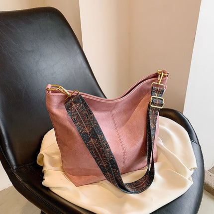 Retro Shoulder Messenger Bag Large Capacity Commuter Women's Bucket Bag