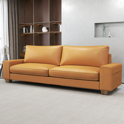 Leather Couch Modern Mid Century Faux Leather Couch, Loveseat Sofa with Wide Arm