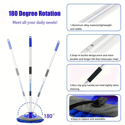 Extra-long 2-In-1 Adjustable Length Car Wash Mop with Removable Design and Handle