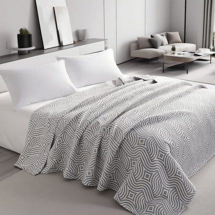 3 Layers Egyptian Cotton Muslin Bed Blanket, Breathable Yarn Dyed Quilt Perfect for Couch, Bed