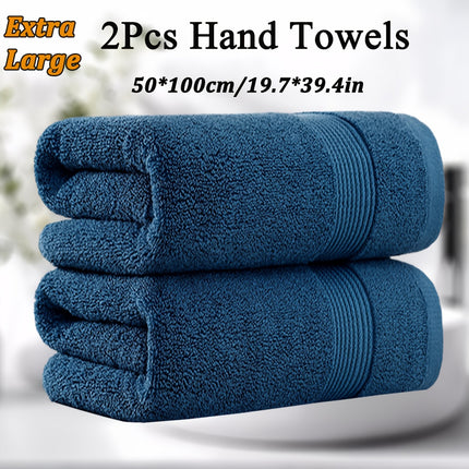 2pcs Large Hand Towels Set, 50*100Cm/19.7*39.4In, Pure Color Material
