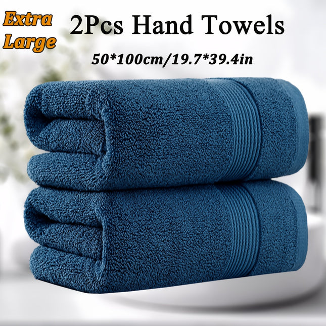 2pcs Large Hand Towels Set, 50*100Cm/19.7*39.4In, Pure Color Material
