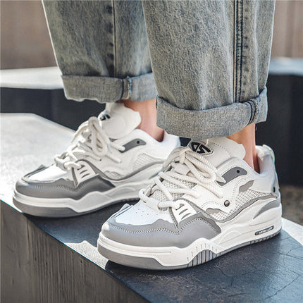 Men'S Fashionable and Versatile Casual Flat Sports Shoes Microfiber Upper, PVC Sole, Lace Closure,